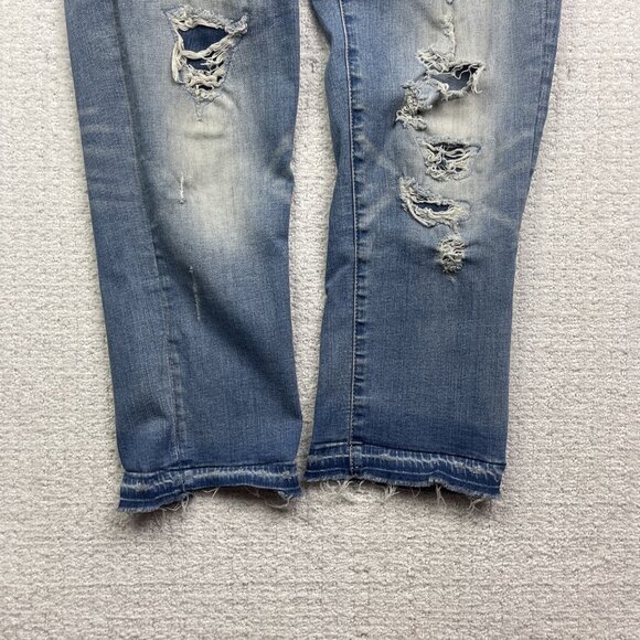 American Eagle Super Stretch Artist Crop Jeans Women’s Sz 12 Distressed Denim - Picture 4 of 13